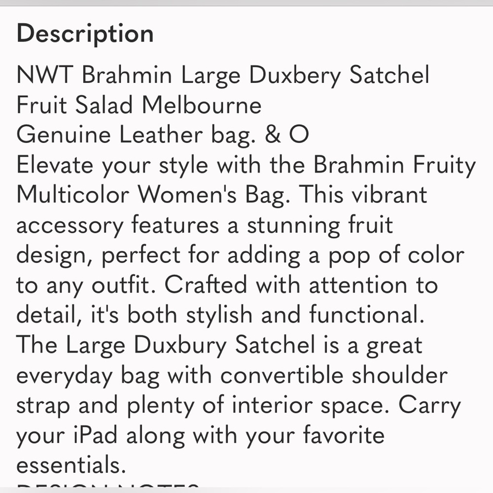 Brahmin Large Duxbury Fruit Salad Multicolor Women's Bag Discontinued - Picture 4 of 4